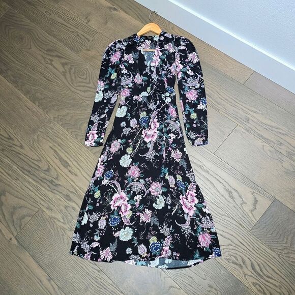 🆕️ AFRM Caley Wrap Long Sleeve Midi Dress in Pink Floral Print - Picture 7 of 13